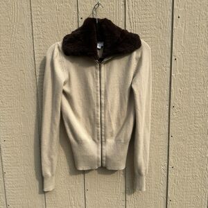 TSE Cardigan Sweater Women S 100% Cashmere Rabbit Fur